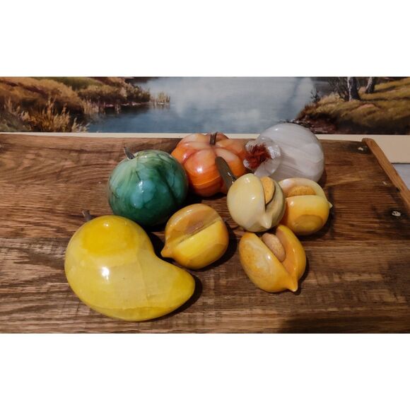 Vintage Alabaster Fruit Set - Decorative Collectible, Mid-Century Home Decor - Picture 9 of 10